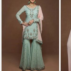 Mint Green & Pink Gharara Sharara Suit Lashkaraa